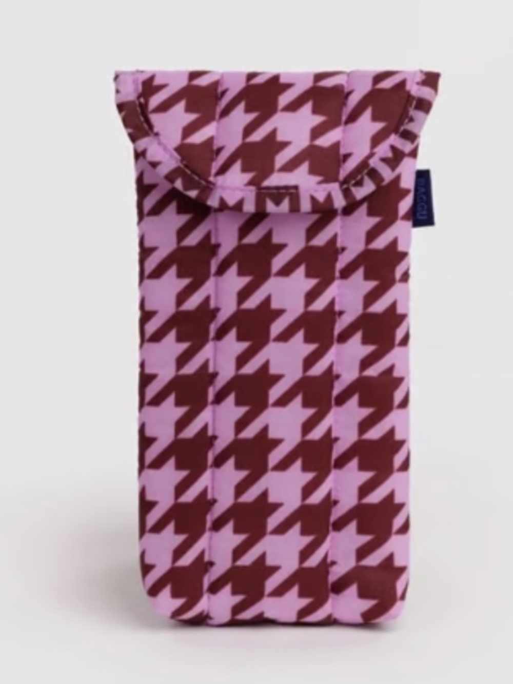 Baggu Puffy Glasses Sleeve - Pink Houndstooth